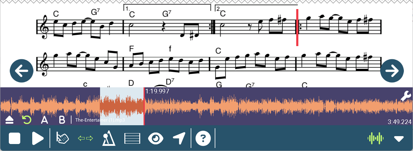 Screenshot des Bildschirms zum Festlegen des Endes des Loops