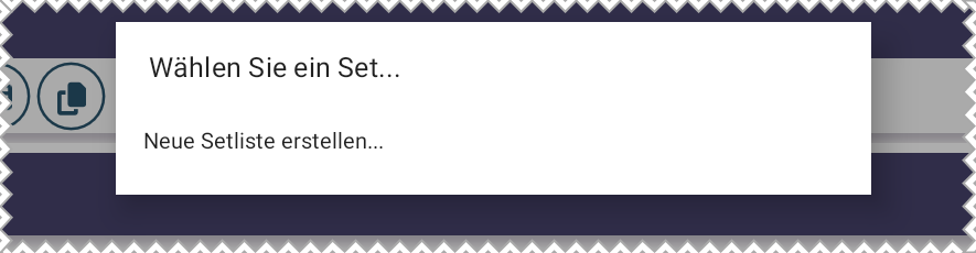 Screenshot der Setlist-Optionen