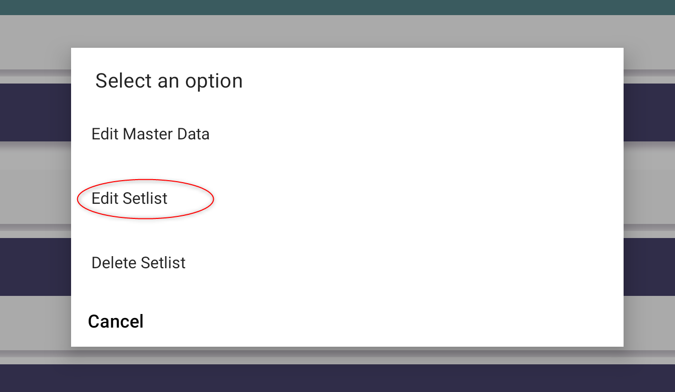 Edit Setlist Screenshot