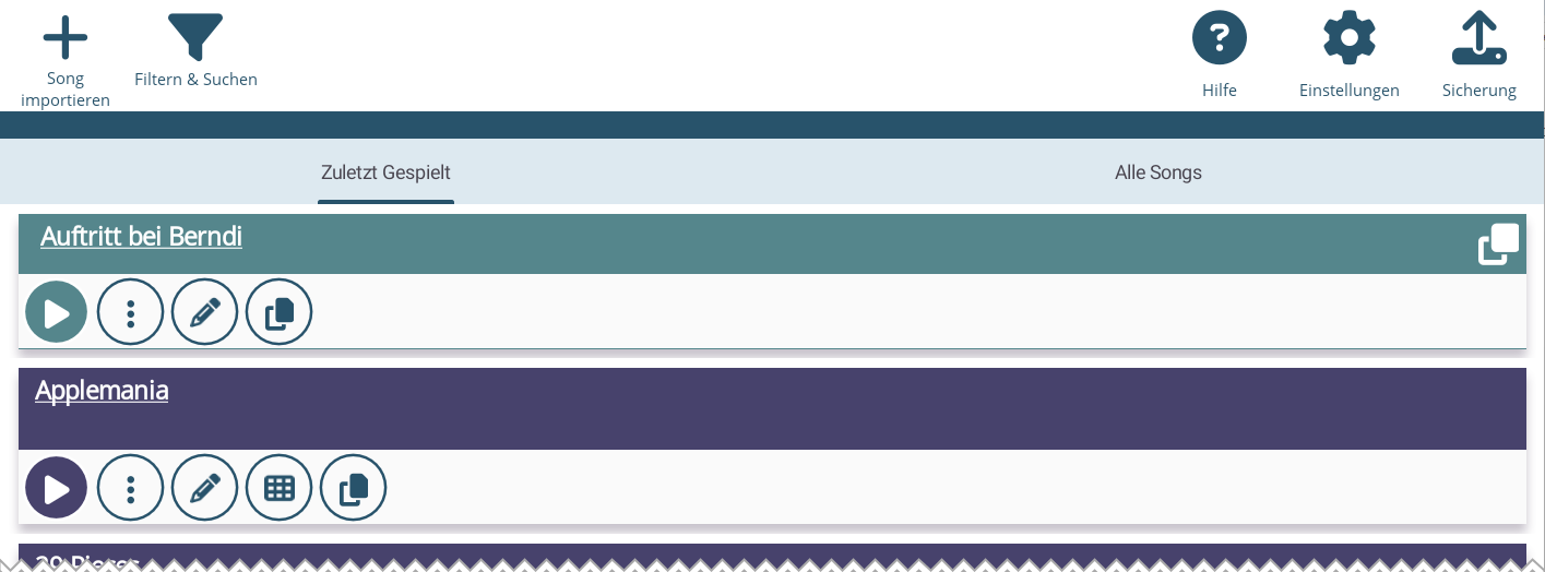 Screenshot zum Abspielen eines Songs