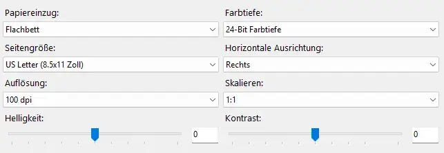 Beispiel für Scanner-Einstellungen