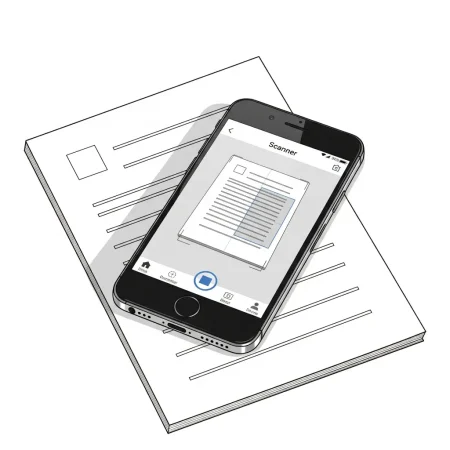Smartphone_Scanner_bw Smartphone mit Dokumentenscanner-App